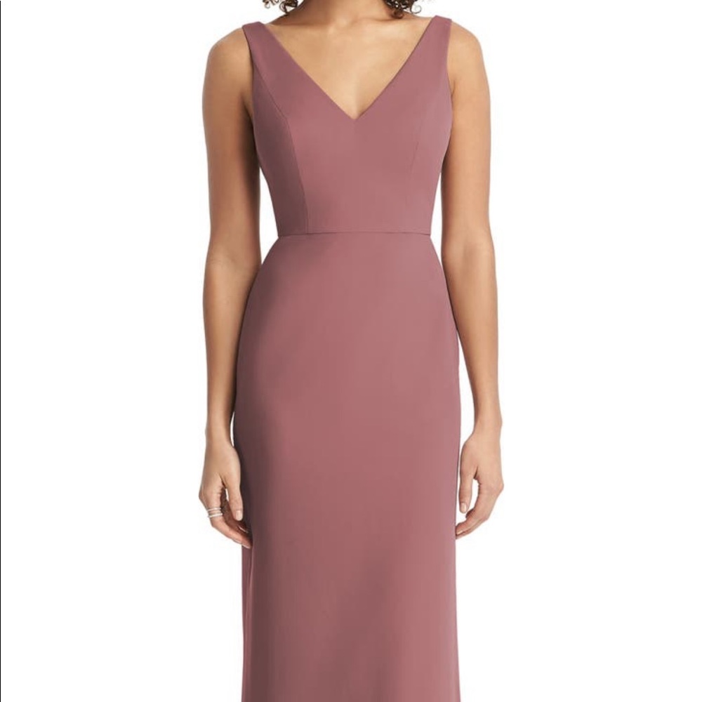 Social Bridesmaid Trumpet Maxi Dress in the color Desert Rose. Size 4